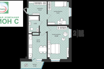 2-к квартира, 60,8 м², 12/16 эт.
