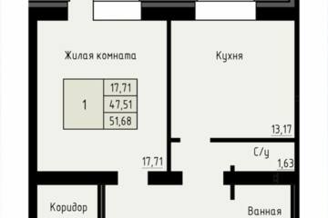 1-к квартира, 51 м², 4/4 эт.
