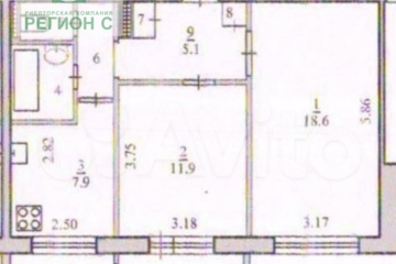 2-к квартира, 50 м², 9/9 эт.