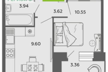 1-к квартира, 29,3 м², 2/12 эт.