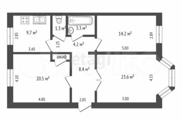 3-к квартира, 85 м², 1/3 эт.